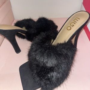Ego fur slide in pumps